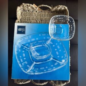 🆕 MIKASA Tray & Bowl in Cheers Confetti Pattern Chip n Dip Veggies & Ranch Tray